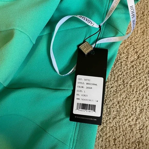 NWT Tadashi Shoji Geraldine one shoulder maxi dress Jasmine green gown - Picture 7 of 11